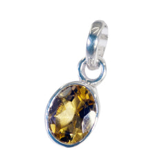 Riyo Bewitching Gemstone Oval Faceted Yellow Citrine 954 Sterling Silver Pendant Gift For Good Friday