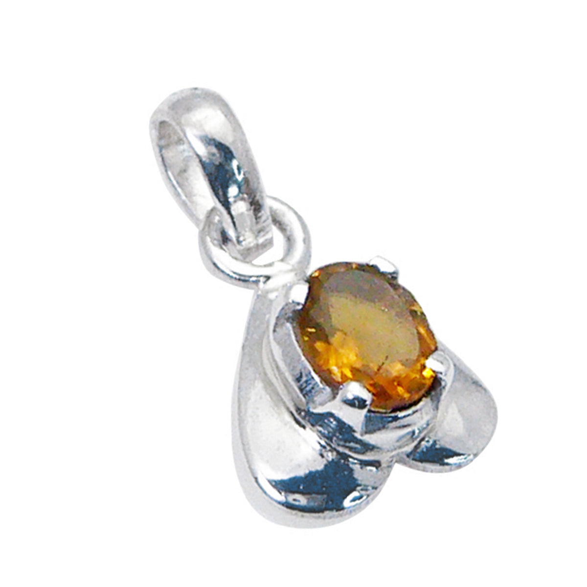 Riyo Knockout Gemstone Oval Faceted Yellow Citrine Sterling Silver Pendant Gift For Friend