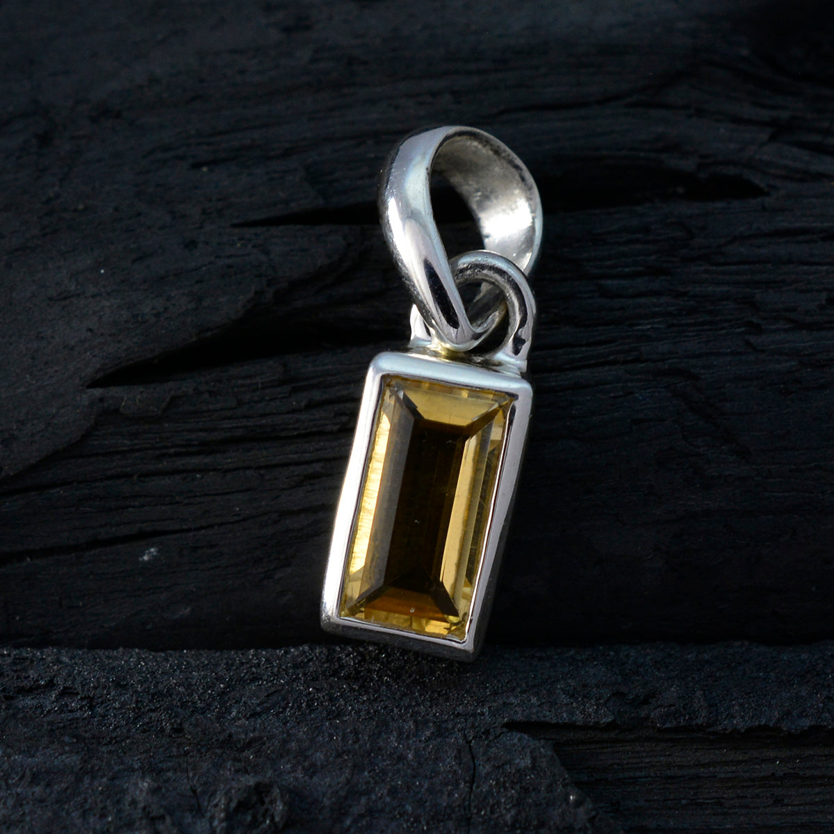 riyo fit pierre précieuse baguette à facettes jaune citrine pendentif en argent sterling cadeau pour noël