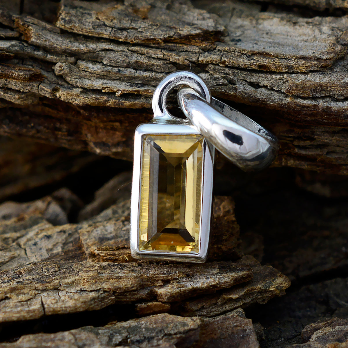 riyo fit pierre précieuse baguette à facettes jaune citrine pendentif en argent sterling cadeau pour noël