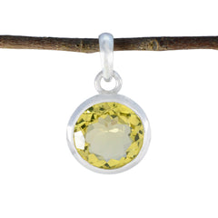 Подвеска из стерлингового серебра 979 пробы с великолепным драгоценным камнем Riyo, круглый граненый желтый цитрин, подарок на день учителя