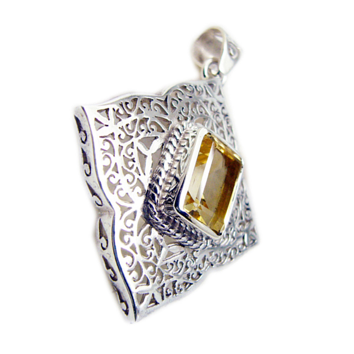 riyo charmant pendentif octogonal en argent sterling avec citrine jaune à facettes, cadeau pour femme