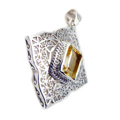 Riyo Delightful Gemstone Octagon Faceted Yellow Citrine Sterling Silver Pendant Gift For Women