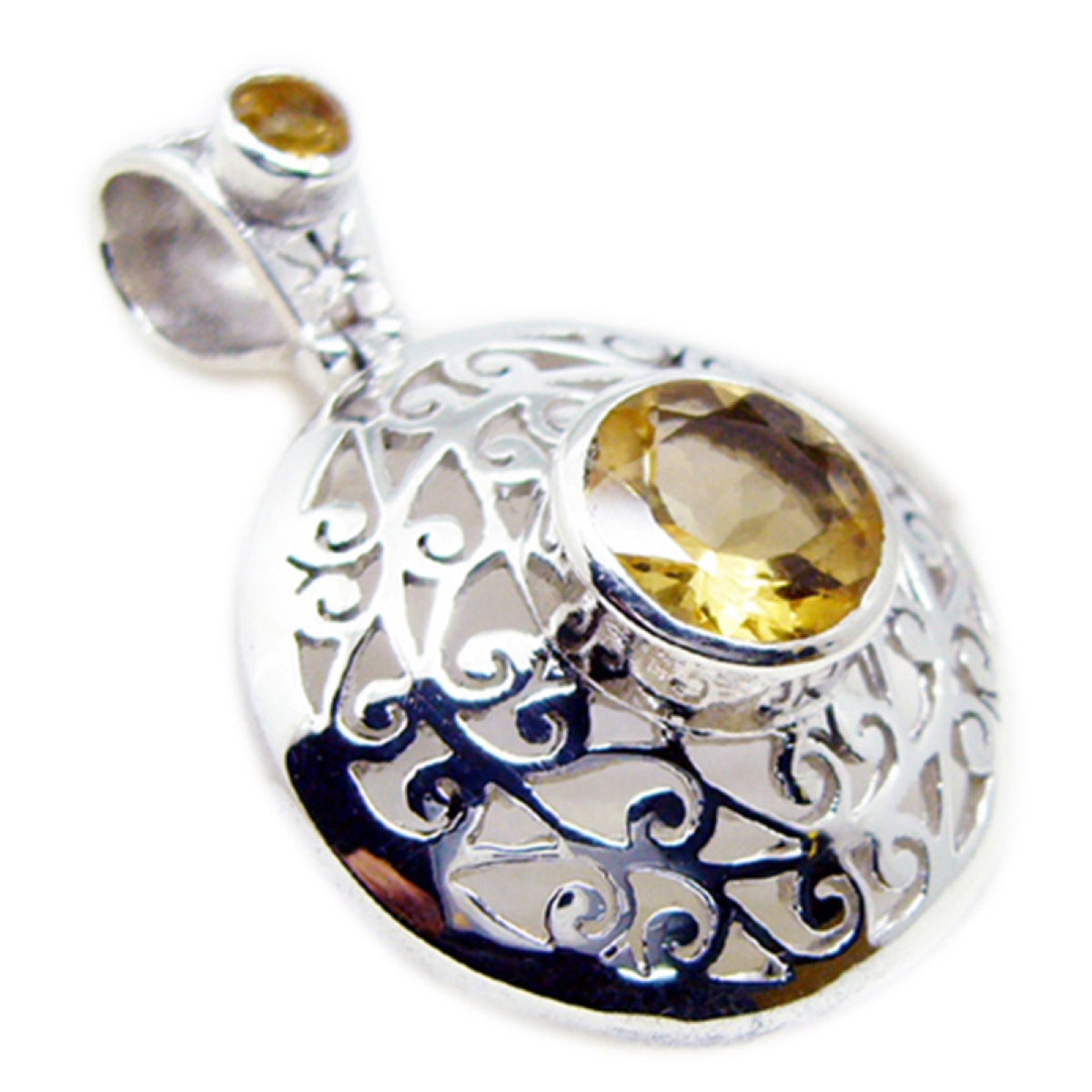 riyo gemme accattivanti ciondolo rotondo in argento massiccio con citrino giallo sfaccettato, regalo per il matrimonio