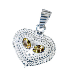 Riyo Nice Gems ovaler facettierter gelber Citrin-Anhänger aus massivem Silber, Geschenk für Hochzeit