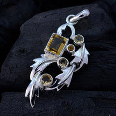 Riyo Charming Gems Multi Facettierter gelber Citrin-Silberanhänger als Geschenk zum zweiten Weihnachtsfeiertag