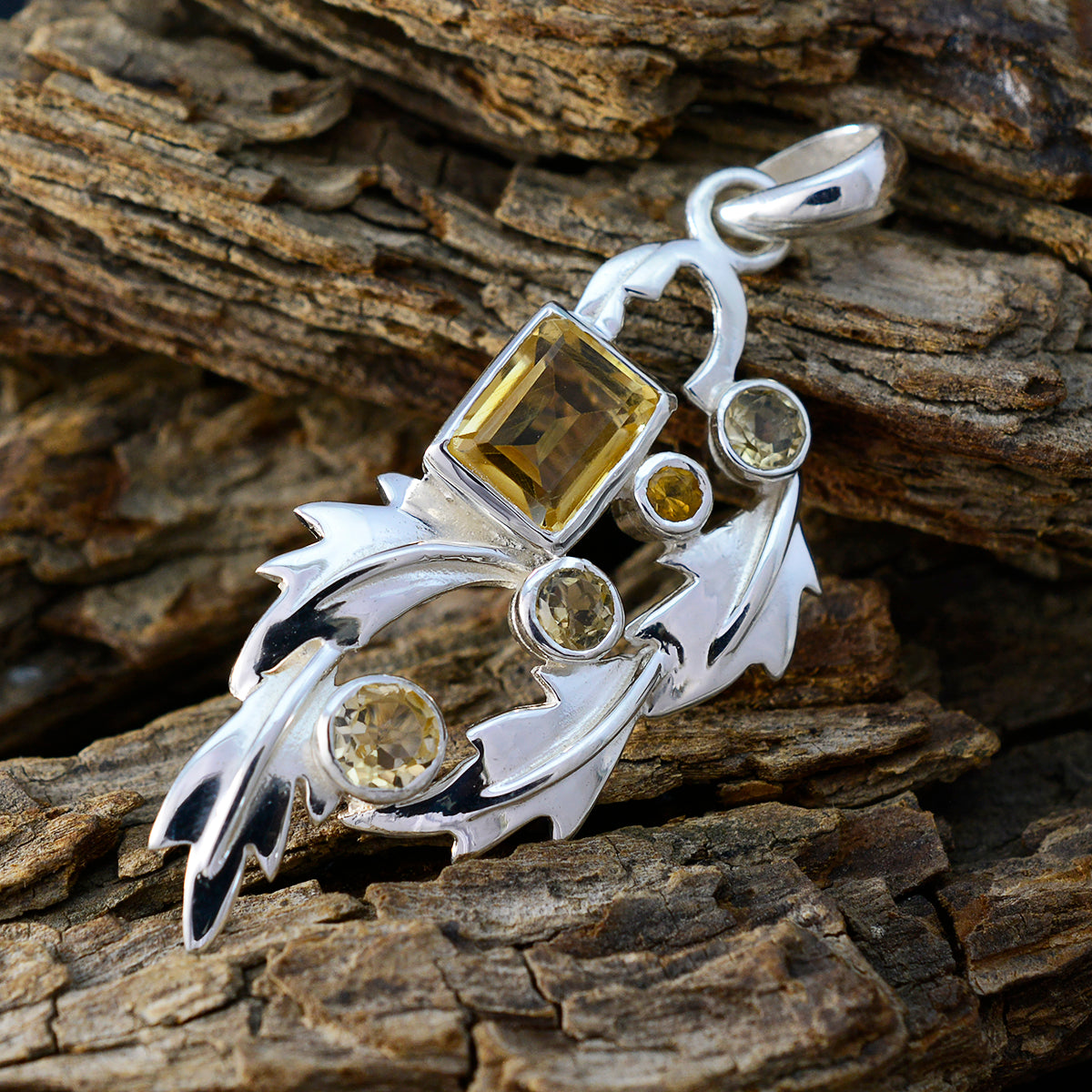 Серебряный кулон riyo с очаровательными драгоценными камнями, многогранный желтый цитрин, подарок на день подарков