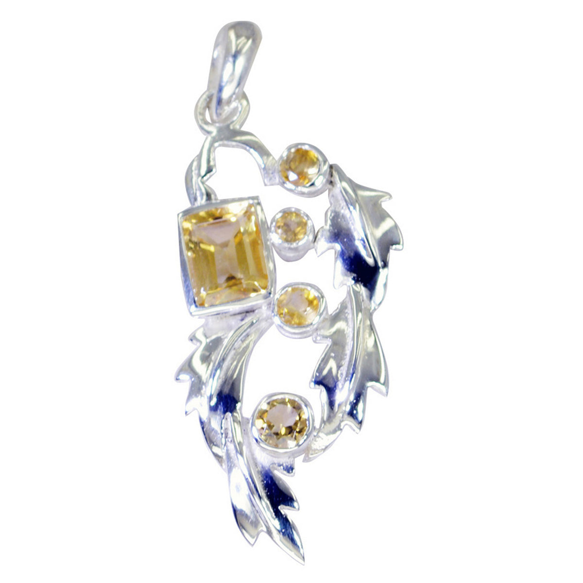 Riyo Charming Gems Multi Facettierter gelber Citrin-Silberanhänger als Geschenk zum zweiten Weihnachtsfeiertag