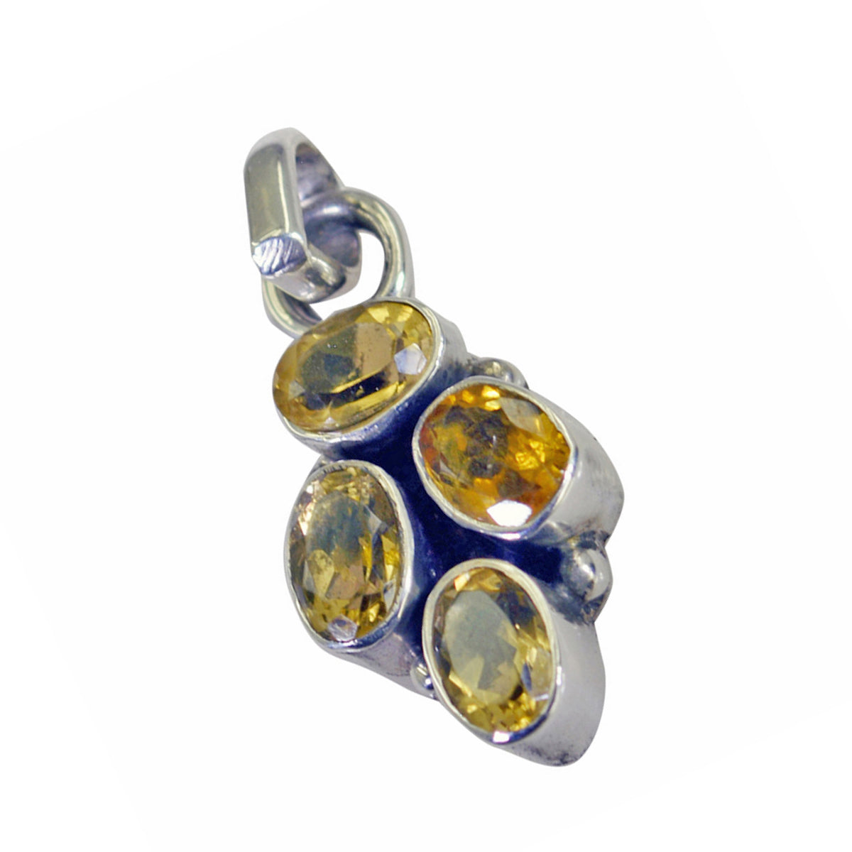 Кулон riyo beaut gems овальный, ограненный, желтый, цитрин, из цельного серебра, подарок на годовщину