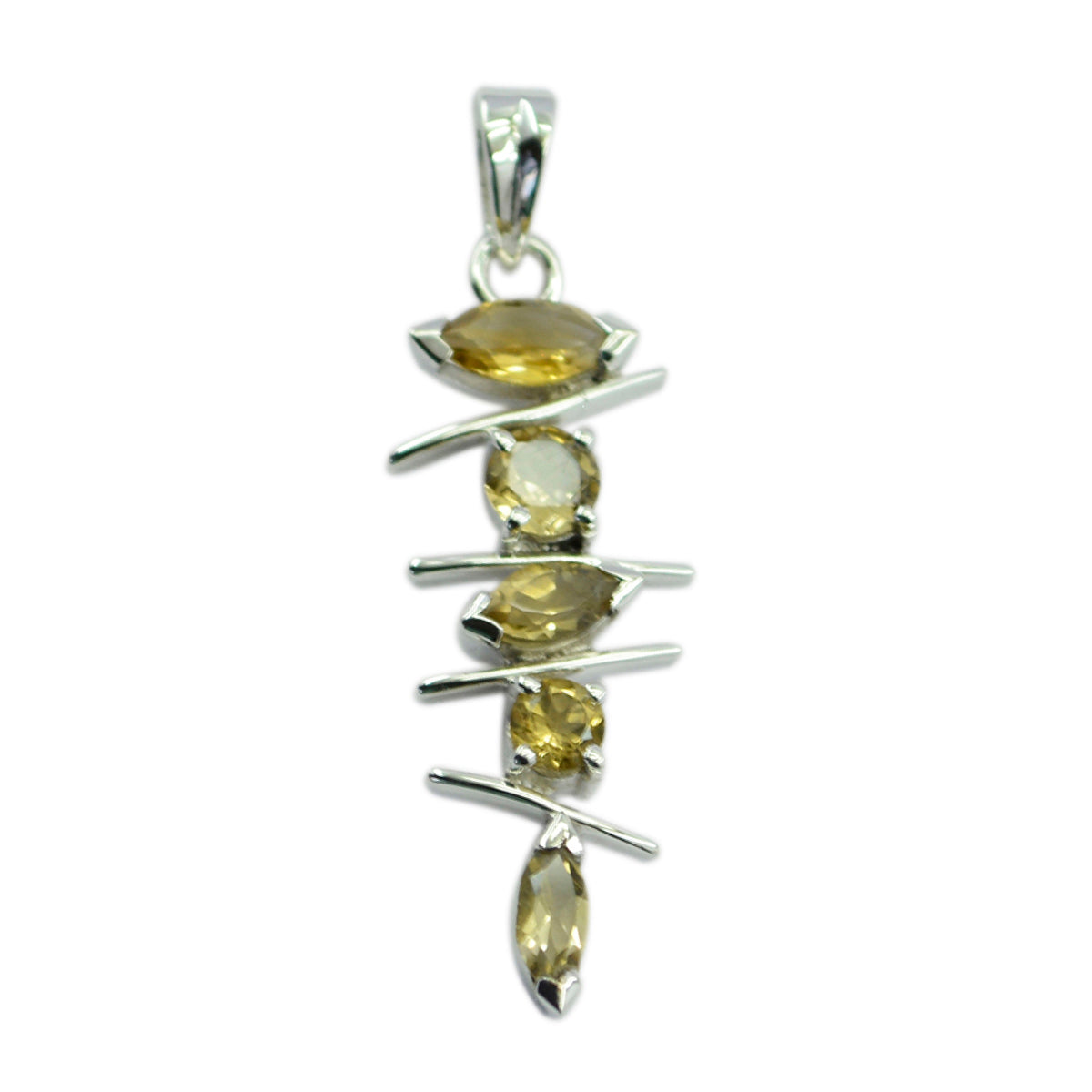 Подвеска из твердого серебра riyo с натуральными драгоценными камнями, многогранный желтый цитрин, подарок на пасхальное воскресенье
