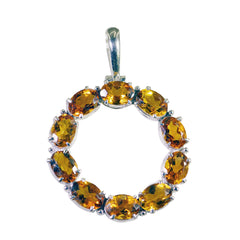Riyo Winsome Gemstone Oval Faceted Yellow Citrine 1058 Sterling Silver Pendant Gift For Good Friday