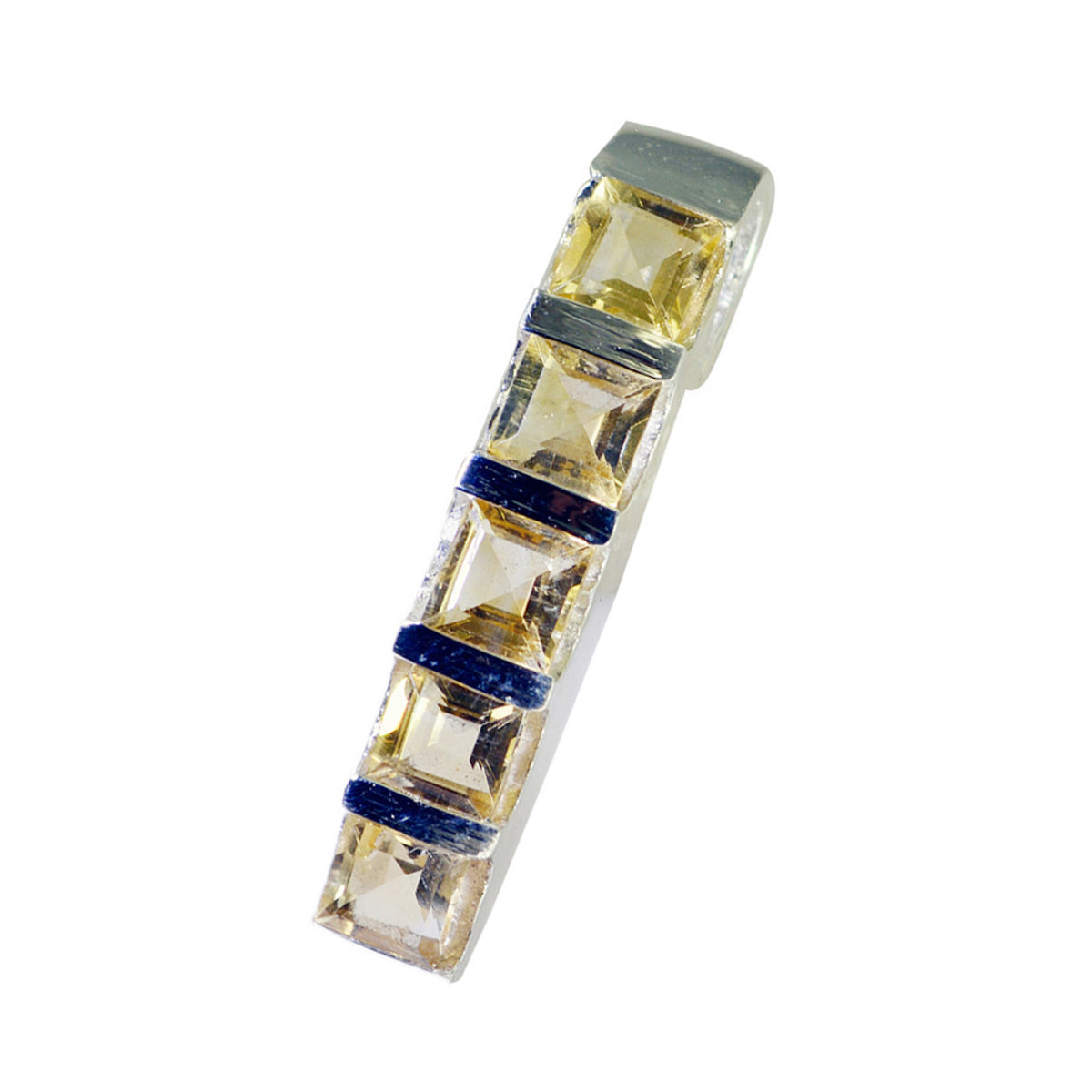 Riyo Bonny Gemstone Square Faceted Yellow Citrine Sterling Silver Pendant Gift For Christmas