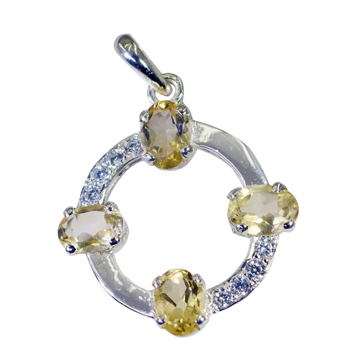 Riyo Alluring Gems Oval facettierter gelber Citrin-Anhänger aus massivem Silber, Geschenk für Hochzeit