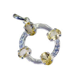 Riyo Alluring Gems Oval facettierter gelber Citrin-Anhänger aus massivem Silber, Geschenk für Hochzeit