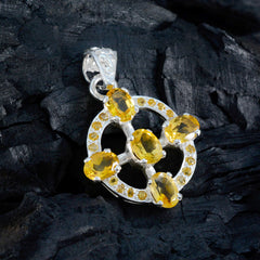 Riyo Drop Gems ovaal gefacetteerde gele citrien massief zilveren hanger cadeau voor jubileum