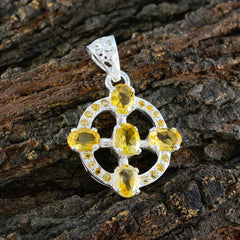 Riyo drop gems oval facetado citrino amarillo colgante de plata maciza regalo para aniversario