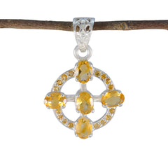 Кулон riyo drop gems овальный ограненный желтый цитрин из цельного серебра подарок на годовщину
