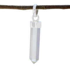 Riyo Natural Gems Fancy facettierter weißer Kristallquarz-Anhänger aus massivem Silber, Geschenk für Hochzeit