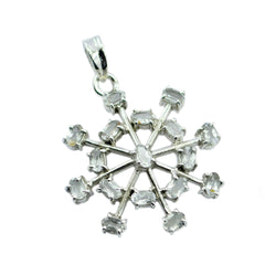 Riyo easy gema ovalada facetada cristal blanco cuarzo 1028 colgante de plata esterlina regalo para novia