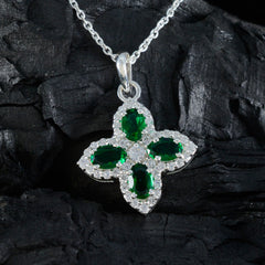 riyo beaut gems oval facetterad grön smaragd cz massivt silver hänge present till bröllop