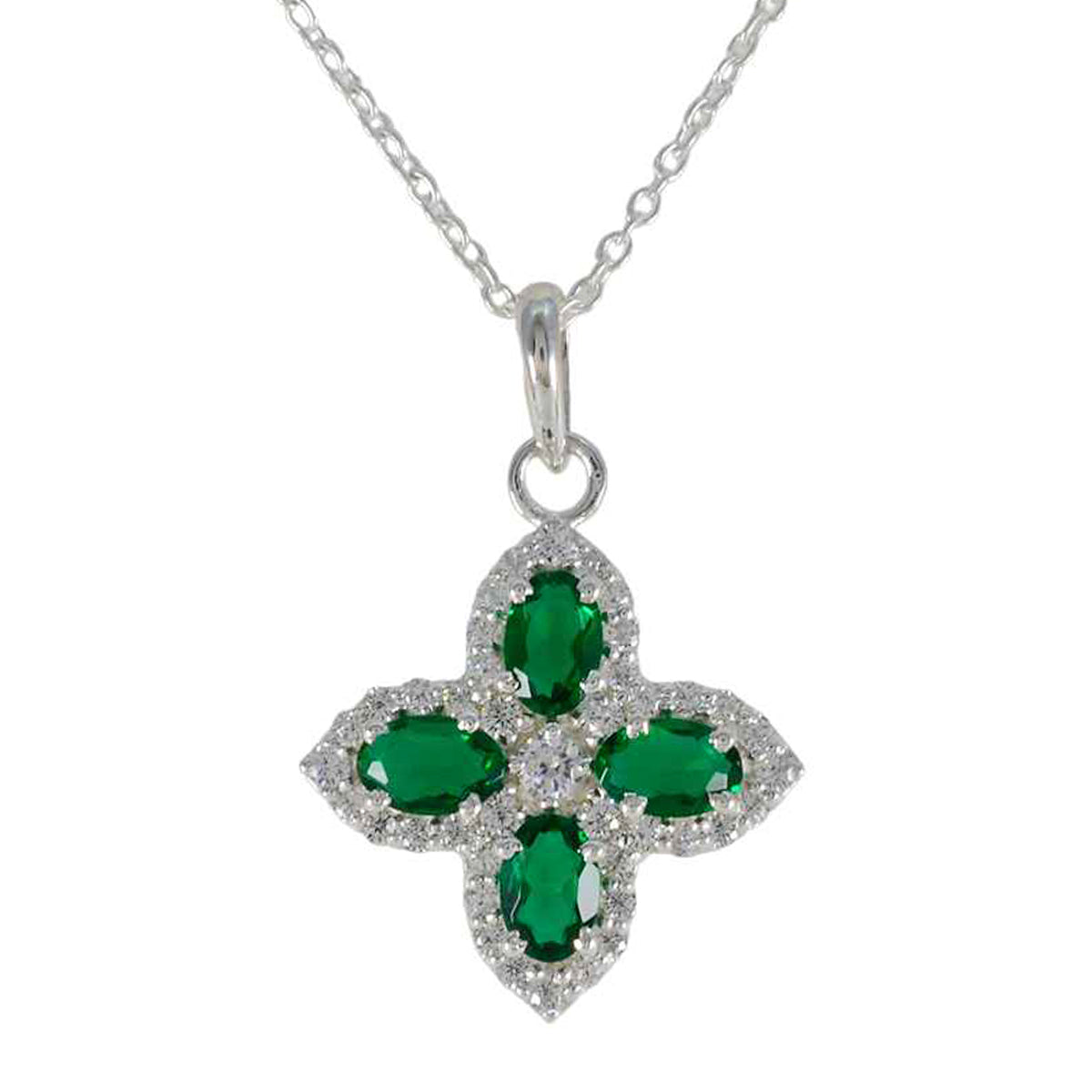 Riyo Beaut Gems ovale gefacetteerde groene smaragd Cz massief zilveren hanger cadeau voor bruiloft