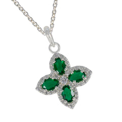 Riyo beaut gems ovale facettes vert émeraude cz pendentif en argent massif cadeau pour mariage