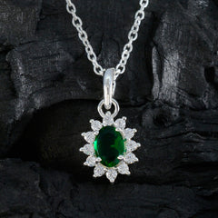 riyo bella pietra preziosa ovale sfaccettato verde smeraldo cz 1149 ciondolo in argento sterling regalo per il compleanno