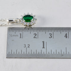 Riyo – jolie pierre précieuse ovale à facettes, émeraude verte cz, pendentif en argent sterling 1149, cadeau d'anniversaire