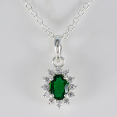 Riyo Pretty Gemstone Oval Faceted Green Emerald Cz 1149 Sterling Silver Pendant Gift For Birthday