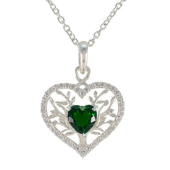 Riyo – pendentif en argent sterling 1151, charmant cœur en pierre précieuse à facettes, émeraude verte, cadeau pour la journée des enseignants