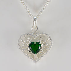 Riyo Charming Gemstone Heart Faceted Green Emerald Cz 1151 Sterling Silver Pendant Gift For Teachers Day