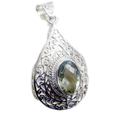 riyo ciondolo in argento sterling 1005 con pietra preziosa ovale a scacchiera verde ametista verde, regalo per il compleanno