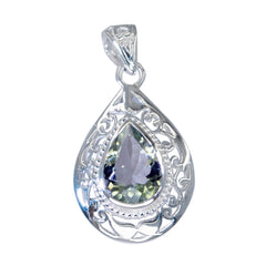 Riyo Handsome Gems Silberanhänger, birnenförmig, facettiert, grüner grüner Amethyst, Geschenk zur Verlobung
