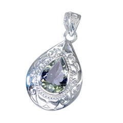 Riyo Handsome Gems Pear Faceted Green Green Amethyst Silver Pendant Gift For Engagement