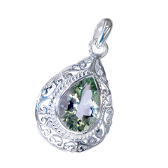 Riyo Alluring Gems Silberanhänger, birnenförmig, facettiert, grüner grüner Amethyst, Geschenk zum zweiten Weihnachtsfeiertag