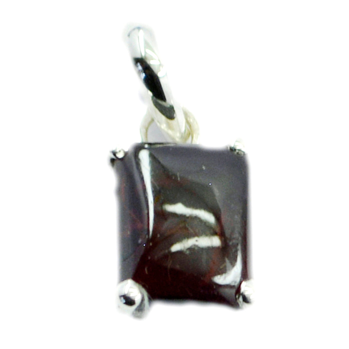Riyo Hot Gems Octagon Cabochon Red Garnet Silver Pendant Gift For Engagement
