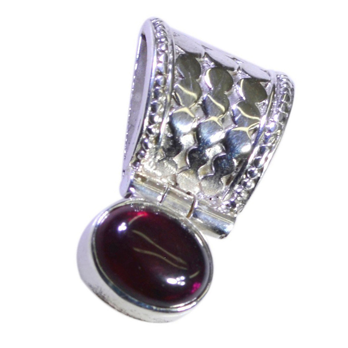 Riyo Pleasing Gems Oval Cabochon Red Garnet Silver Pendant Gift For Wife