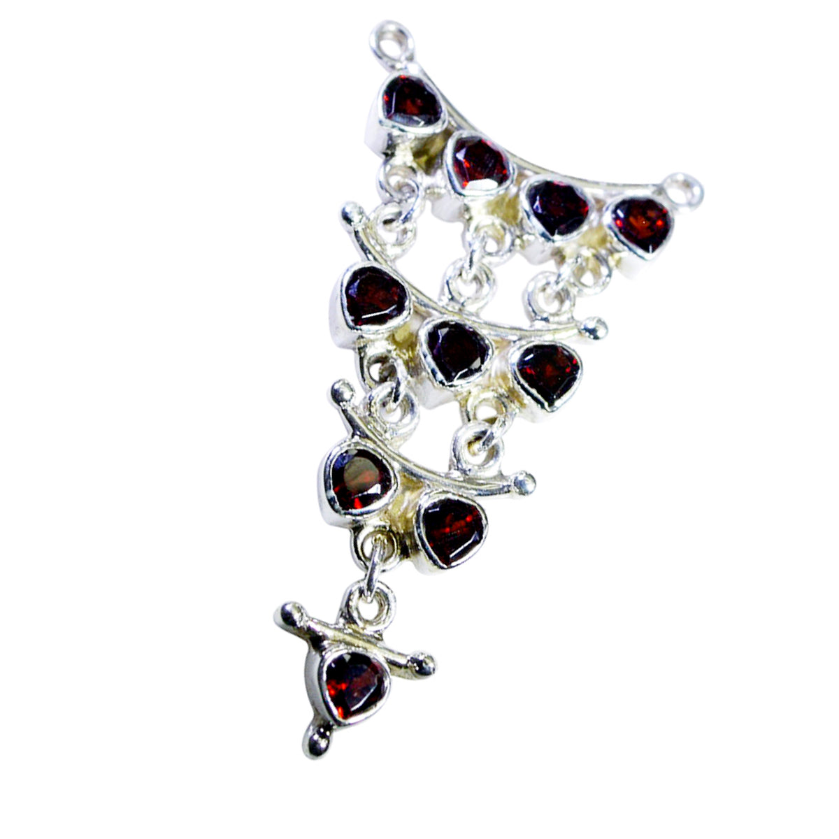 Riyo Charming Gems Heart Faceted Red Garnet Solid Silver Pendant Gift For Easter Sunday