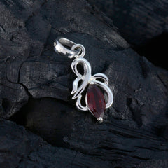 Riyo Handsome Gemstone Marquise Faceted Red Garnet 926 Sterling Silver Pendant Gift For Good Friday