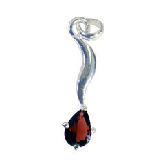 Riyo bonita piedra preciosa pera facetada granate rojo colgante de plata de ley regalo para mujer