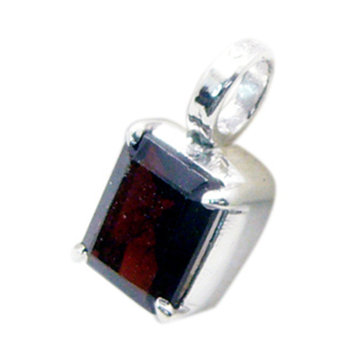 Riyo Tasty Gemstone Octagon Faceted Red Garnet Sterling Silver Pendant Gift For Friend