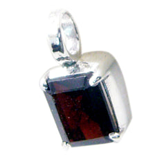 Riyo Tasty Gemstone Octagon Faceted Red Garnet Sterling Silver Pendant Gift For Friend