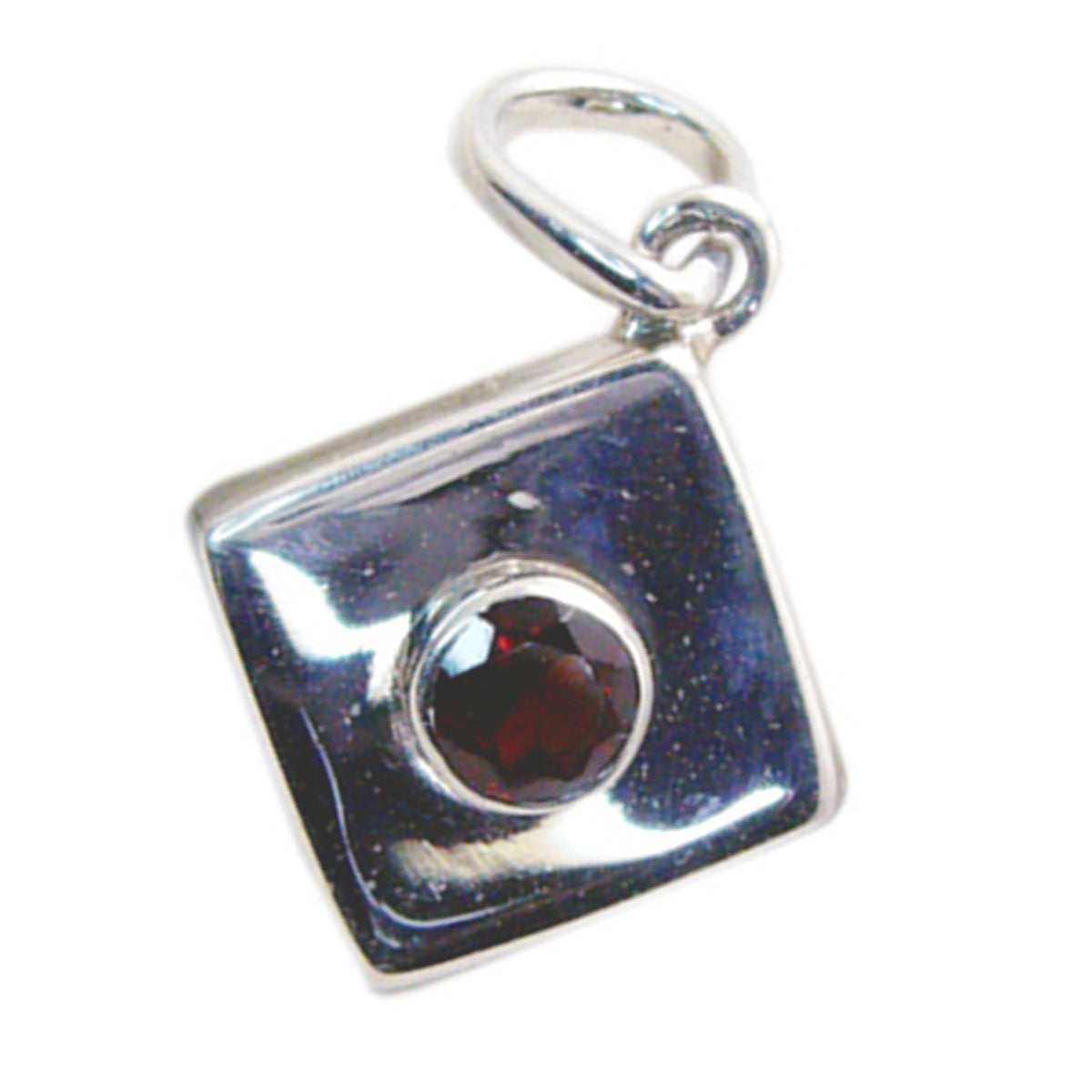 Riyo Lovely Gemstone Round Faceted Red Garnet 951 Sterling Silver Pendant Gift For Teachers Day