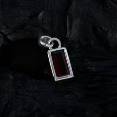 Riyo Smashing Gems Baguette Faceted Red Garnet Solid Silver Pendant Gift For Easter Sunday