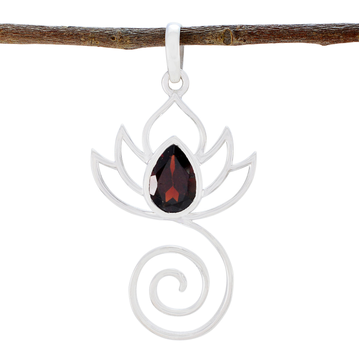 Riyo Appealing Gems Pear Faceted Red Garnet Silver Pendant Gift For Sister