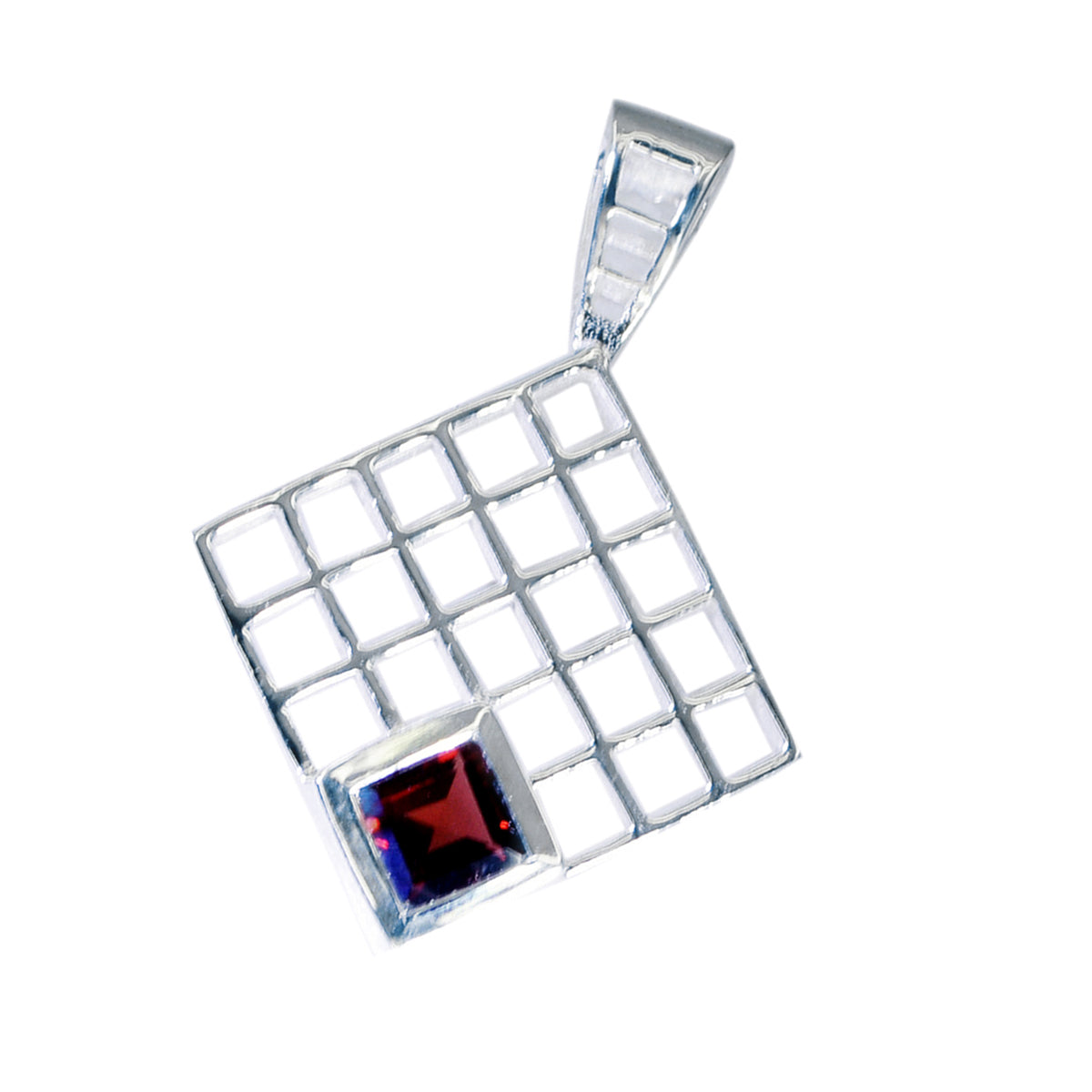 Riyo Beaut Gemstone Square Faceted Red Garnet 994 Sterling Silver Pendant Gift For Good Friday