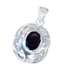 Riyo Real Gemstone Oval Faceted Red Garnet 1007 Sterling Silver Pendant Gift For Teachers Day