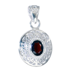 riyo ciondolo con gemme autentiche in argento con granato rosso sfaccettato ovale, regalo per la sorella