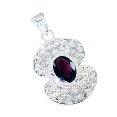 riyo belle pierre précieuse ovale à facettes grenat rouge pendentif en argent sterling cadeau pour la main