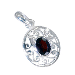 Riyo Graceful Gemstone Oval Faceted Red Garnet 1013 Sterling Silver Pendant Gift For Birthday